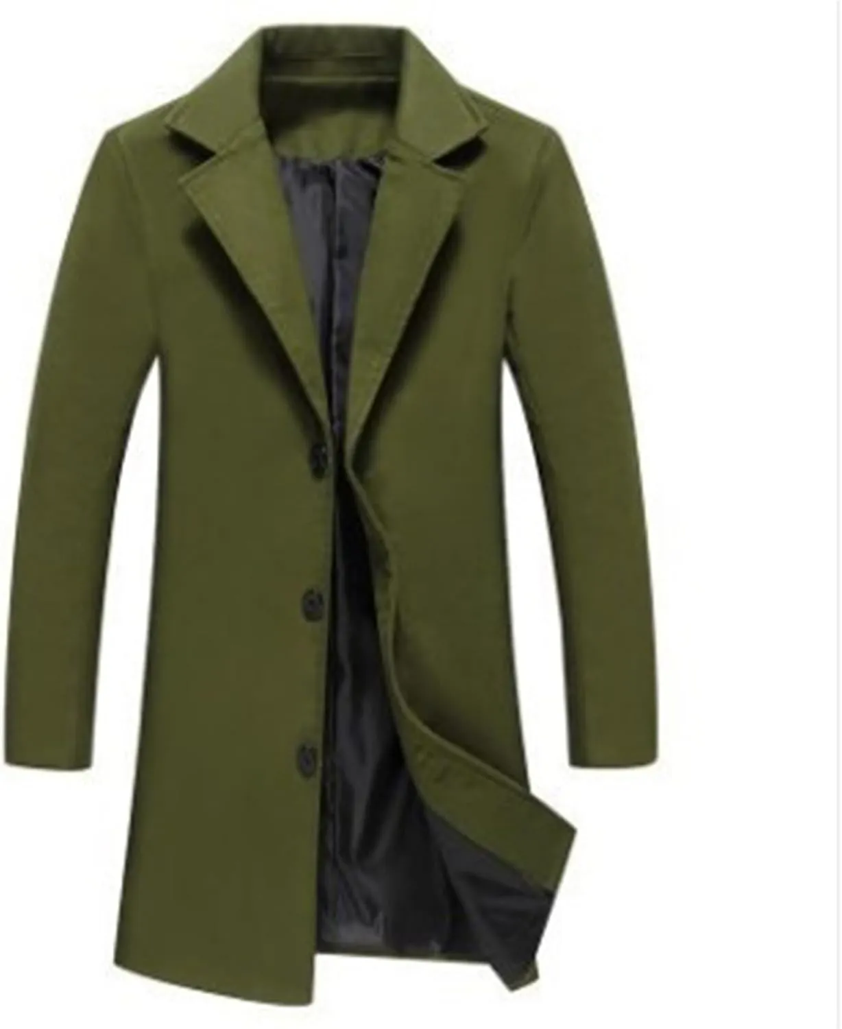Men's Casual Jackets Winter Fashion Long Sleeve Lapel Trench Coats Single Breasted Warm Business Work Overcoat