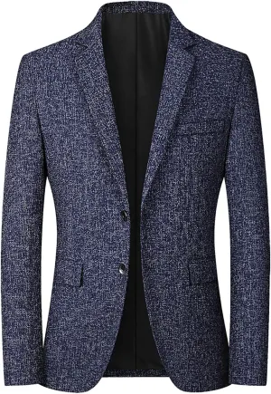 Men's Casual Knit Blazer Suit Jackets Two Button Lightweight Solid Sport Coats Formal Dress Daily Business Blazer