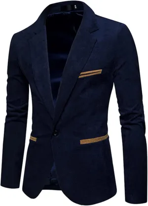 Men's Corduroy Suit Jackets Slim Fit Casual Blazer 2023 Fahsion One Button Lightweight Travel Formal Business Sport Coat