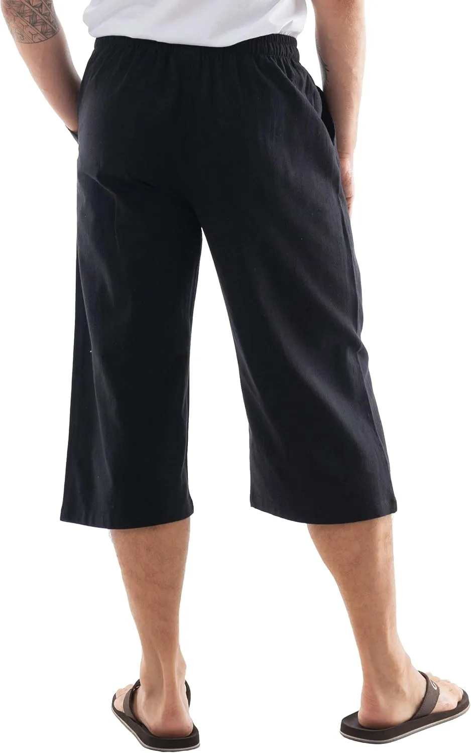 Mens Cotton Pilates Yoga Beach Lounge Sleep Pajama Capri Pants
