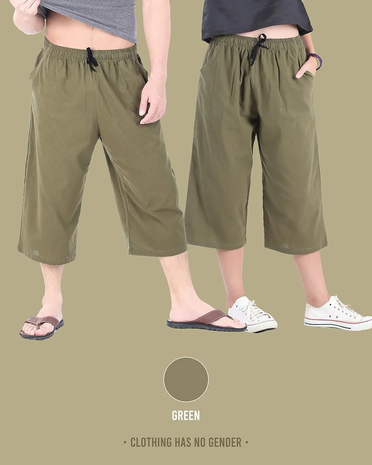 Mens Cotton Pilates Yoga Beach Lounge Sleep Pajama Capri Pants