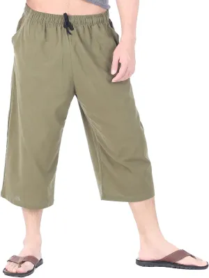 Mens Cotton Pilates Yoga Beach Lounge Sleep Pajama Capri Pants