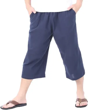 Mens Cotton Pilates Yoga Beach Lounge Sleep Pajama Capri Pants