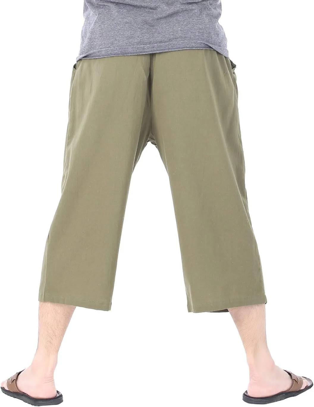 Mens Cotton Pilates Yoga Beach Lounge Sleep Pajama Capri Pants