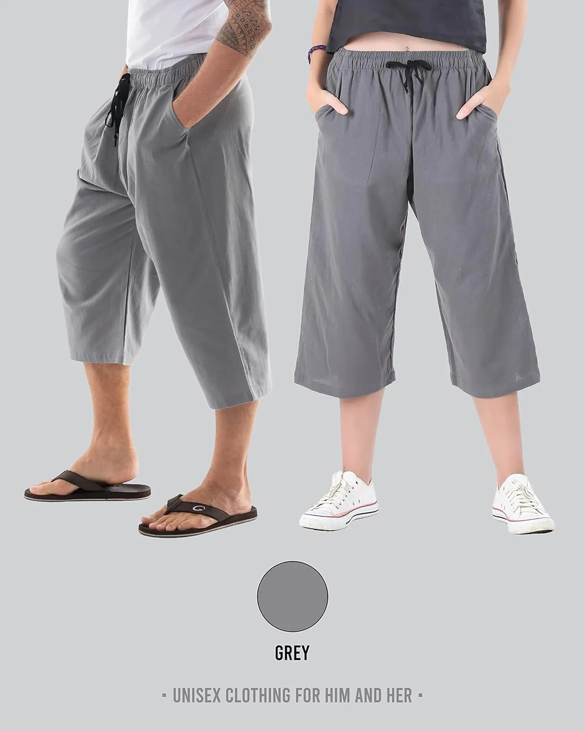 Mens Cotton Pilates Yoga Beach Lounge Sleep Pajama Capri Pants