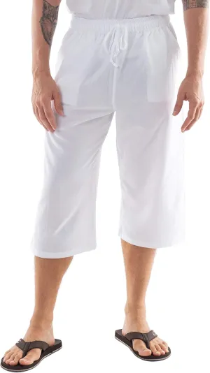 Mens Cotton Pilates Yoga Beach Lounge Sleep Pajama Capri Pants