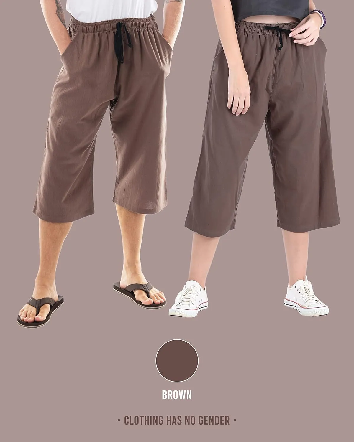 Mens Cotton Pilates Yoga Beach Lounge Sleep Pajama Capri Pants