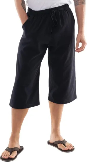 Mens Cotton Pilates Yoga Beach Lounge Sleep Pajama Capri Pants