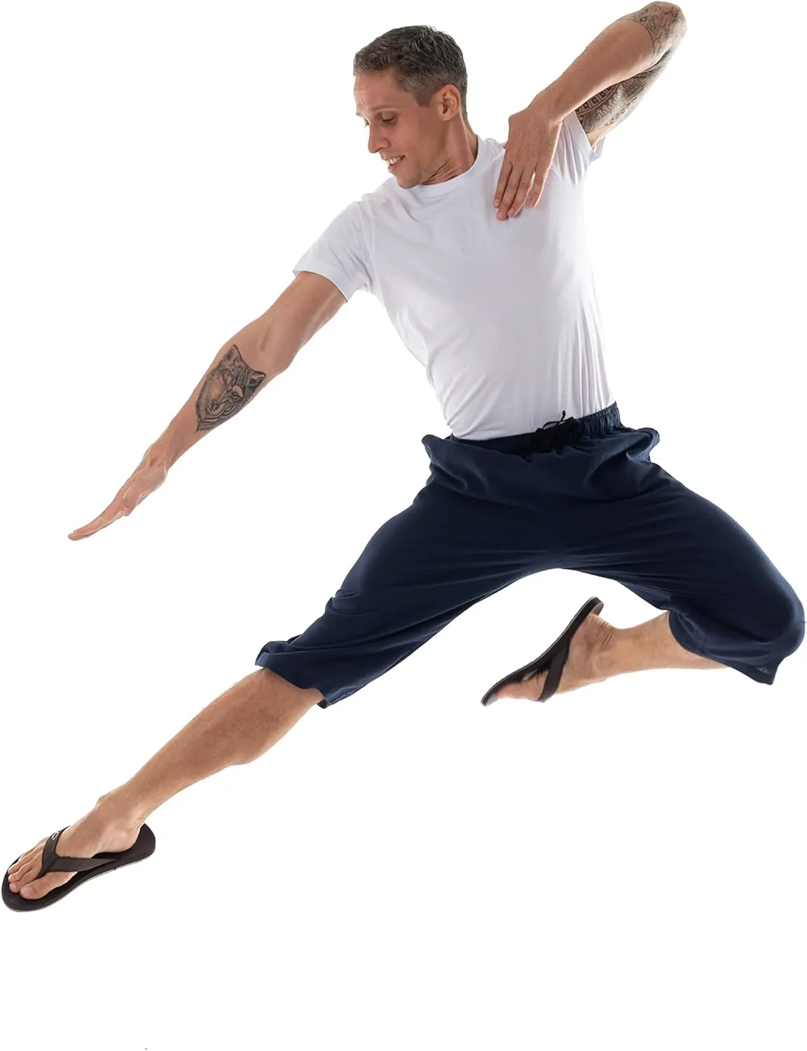Mens Cotton Pilates Yoga Beach Lounge Sleep Pajama Capri Pants