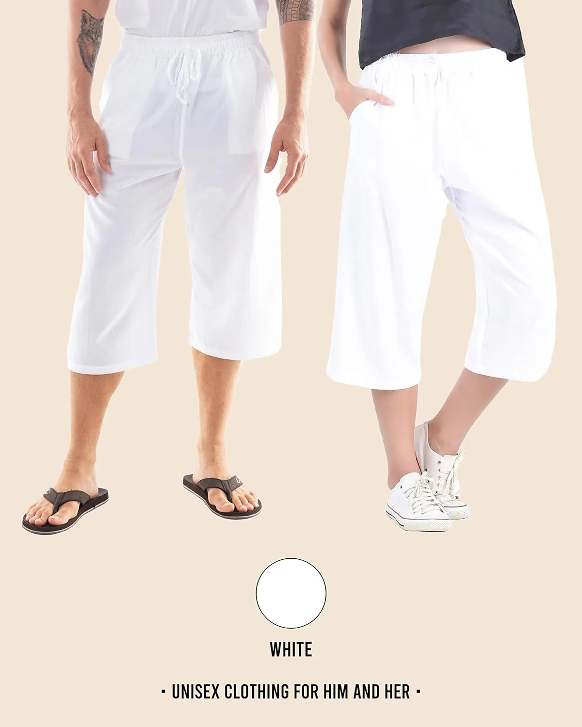 Mens Cotton Pilates Yoga Beach Lounge Sleep Pajama Capri Pants
