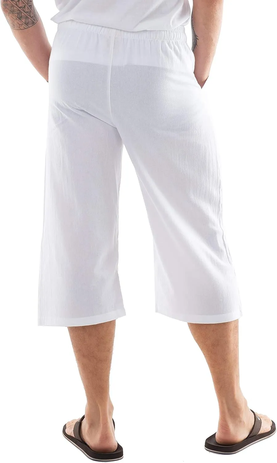 Mens Cotton Pilates Yoga Beach Lounge Sleep Pajama Capri Pants