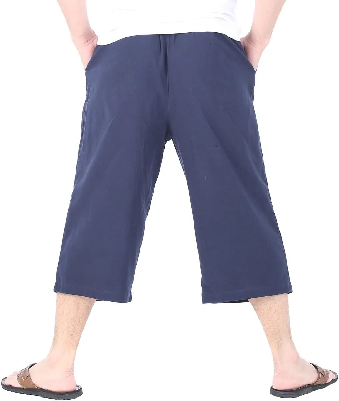 Mens Cotton Pilates Yoga Beach Lounge Sleep Pajama Capri Pants
