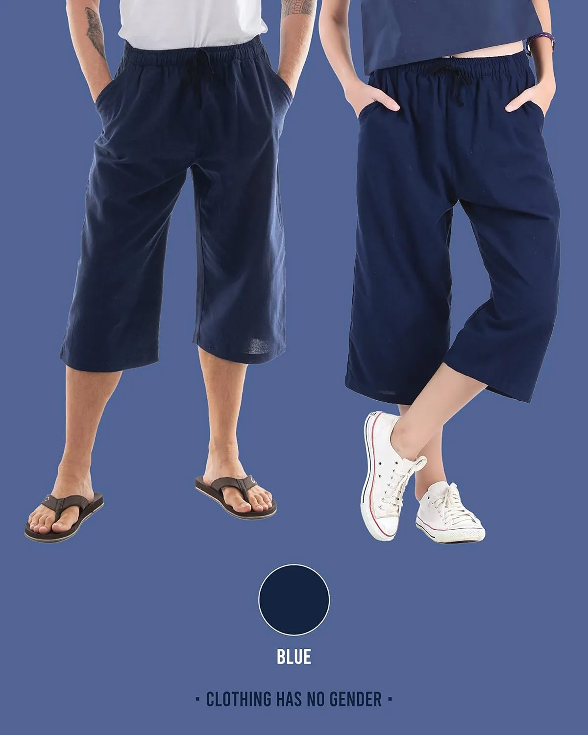 Mens Cotton Pilates Yoga Beach Lounge Sleep Pajama Capri Pants