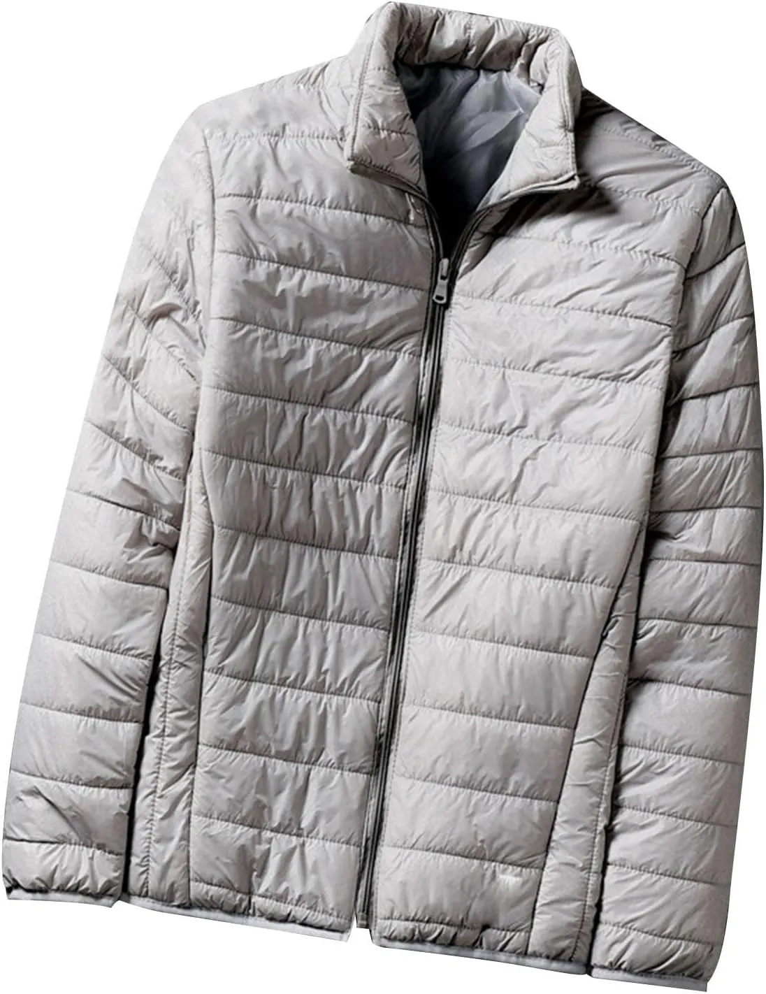 Men's Down Jacket Winter Warm Zipper Stand Collar Cardigan Casual Pocket Long Sleeves Cotton Padded Jackets Coat
