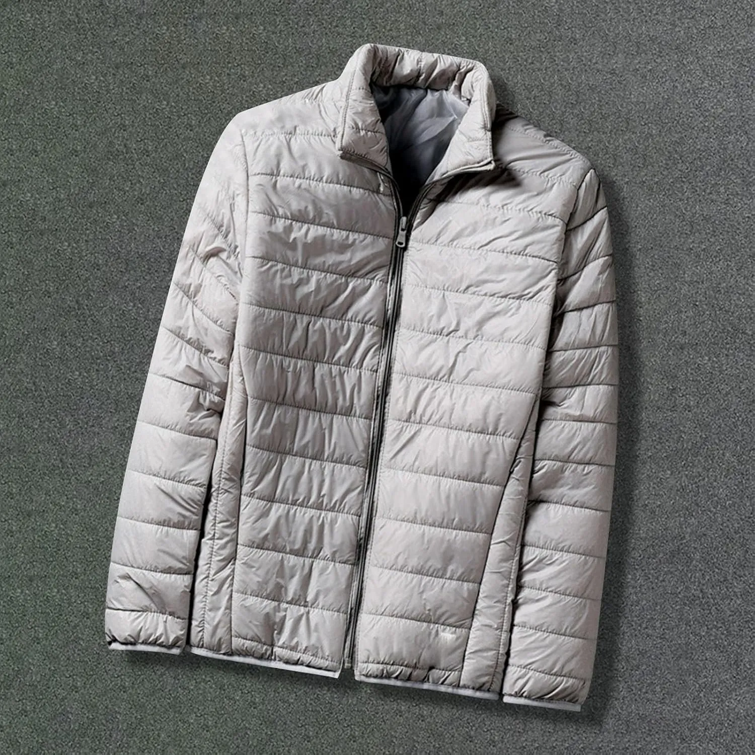 Men's Down Jacket Winter Warm Zipper Stand Collar Cardigan Casual Pocket Long Sleeves Cotton Padded Jackets Coat