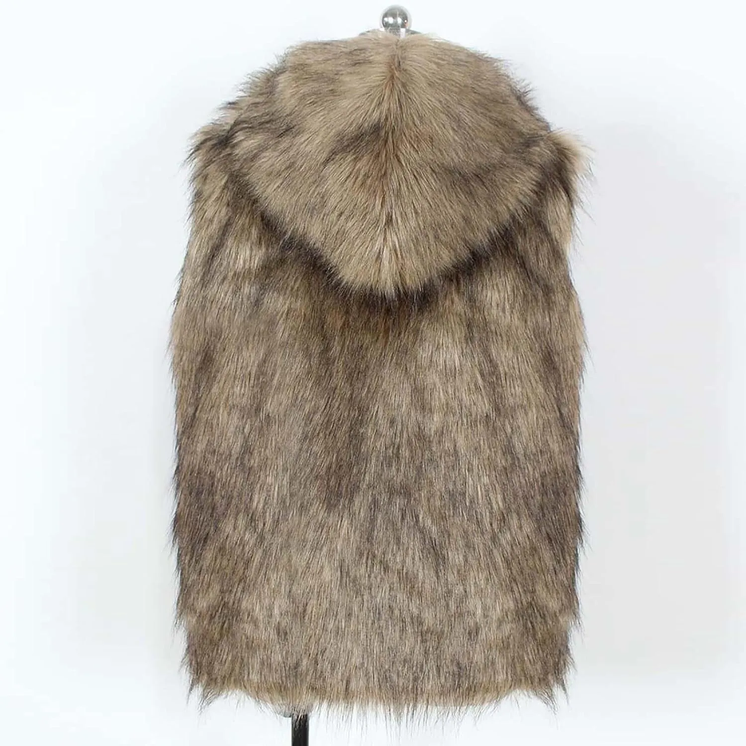 Mens Faux Fur Vest Open Front Sleeveless Hooded Cardigan Fluffy Plush Winter Fashion Faux Fur Hoodie Jackets