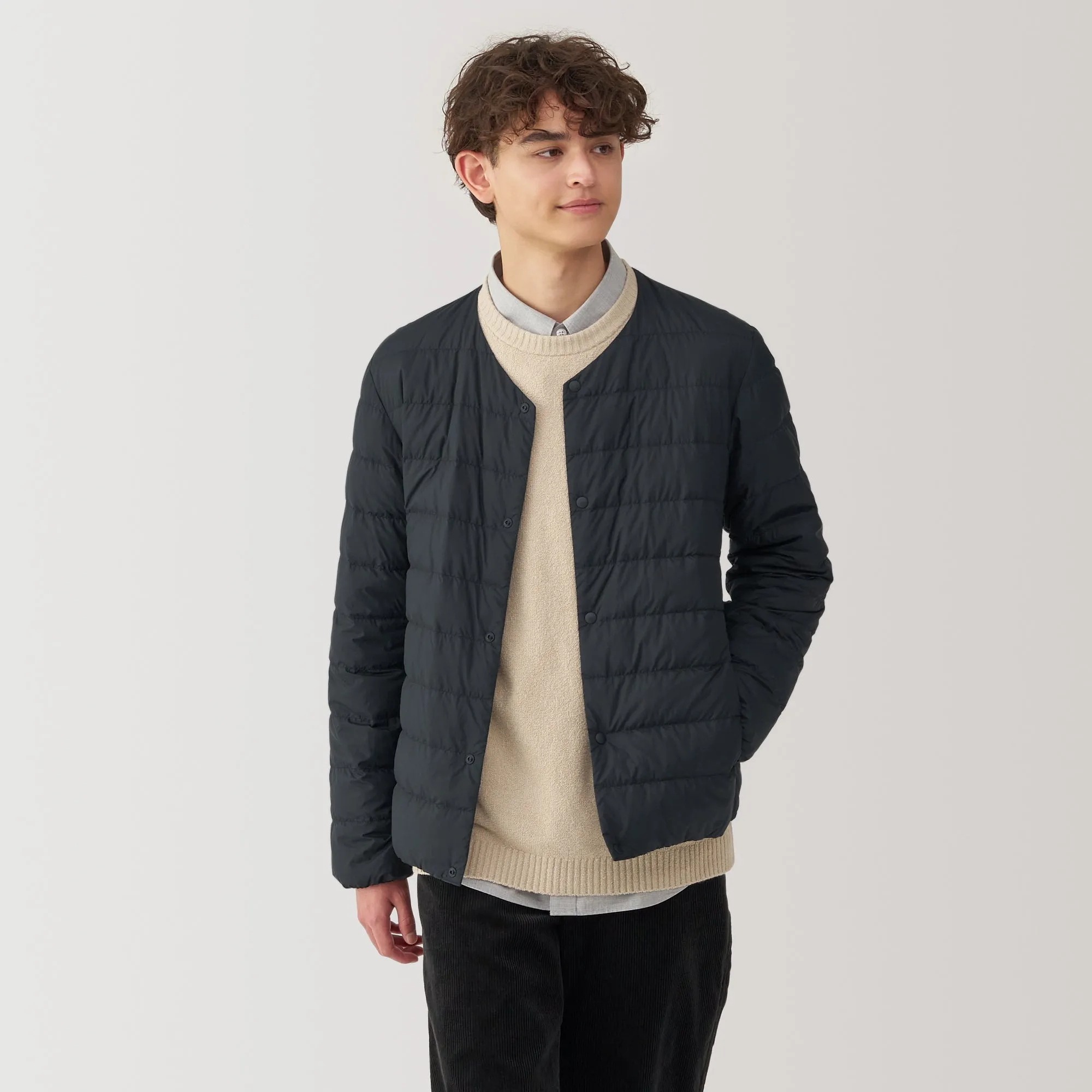 Men's Lightweight Down Collarless Jacket