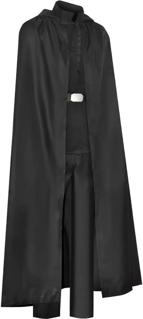 Mens Luke Skywalker Cosplay Costume Suit Jedi Tunic Knight Halloween Outfit Black Cloak Robe Tunic Pants Set