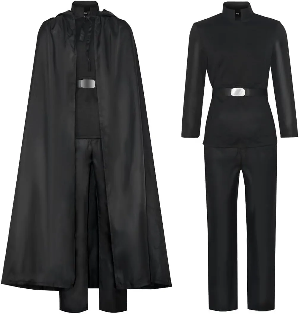 Mens Luke Skywalker Cosplay Costume Suit Jedi Tunic Knight Halloween Outfit Black Cloak Robe Tunic Pants Set