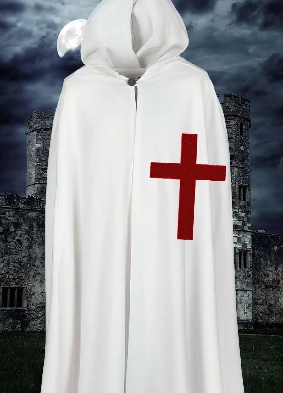 Men's Medieval Crusader Costume Cloak & Tunic Templar Renaissance Knight Warrior Halloween Cosplay Cloak Robe (S-6XL)