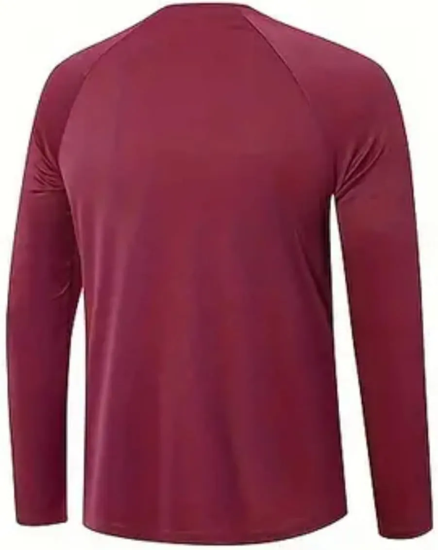 Men's Shirts Long Sleeve Workout T Shirts Sun Protection Quick Dry Fit Athletic Fishing Running Tee Tops 2 Pack