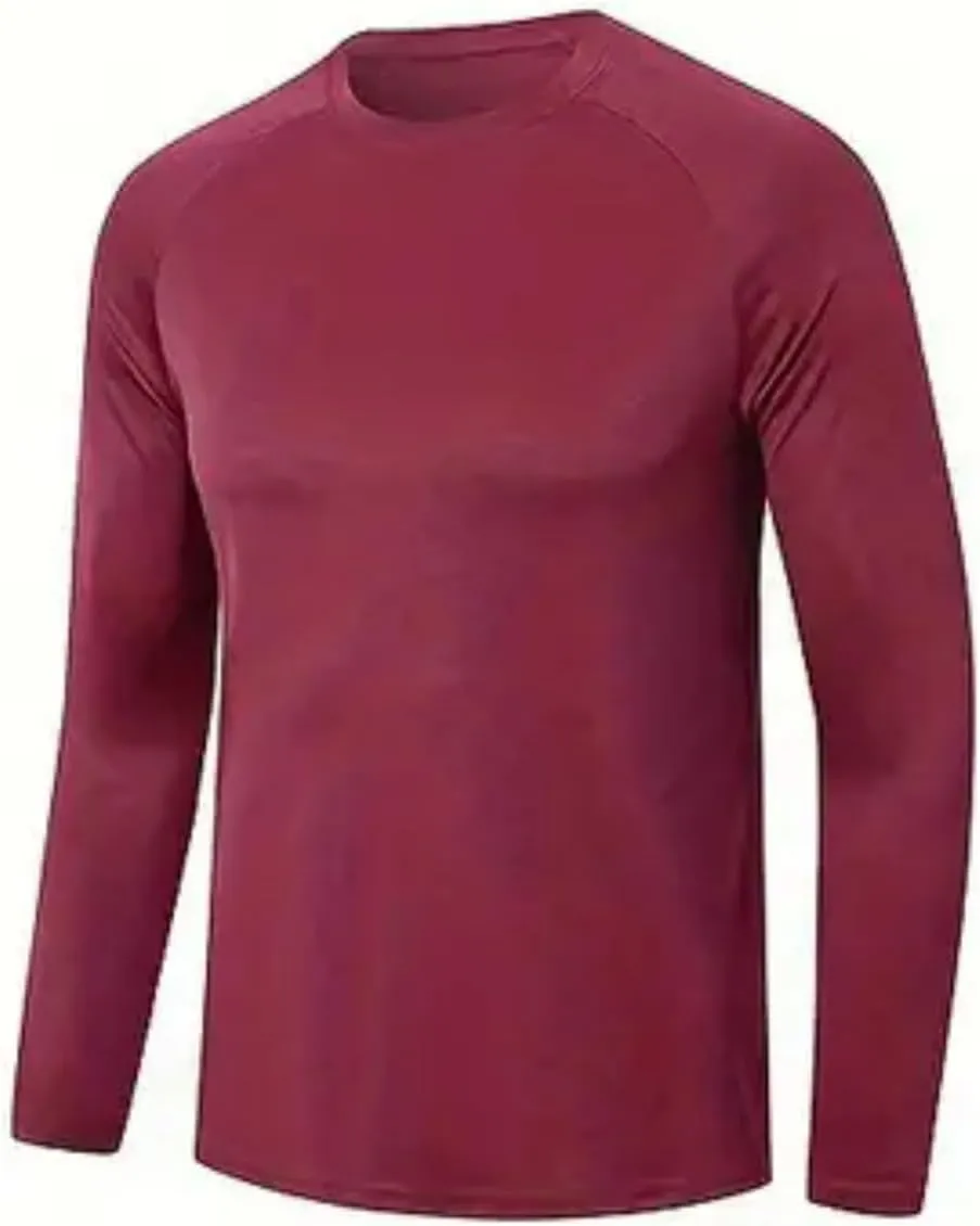Men's Shirts Long Sleeve Workout T Shirts Sun Protection Quick Dry Fit Athletic Fishing Running Tee Tops 2 Pack