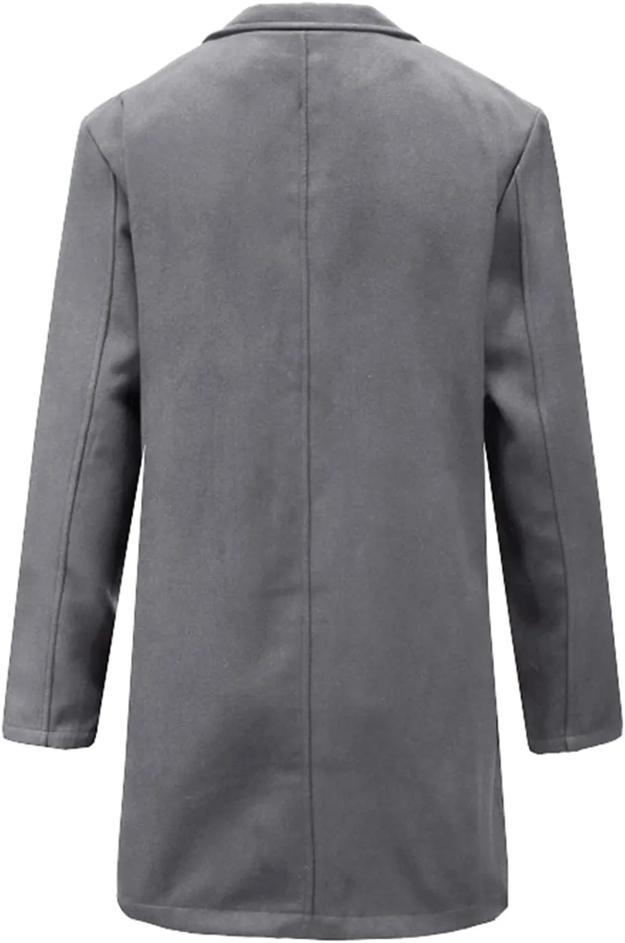 Men's Single-Breasted Mid-Length Suit Jacket Lightweight Trench Coat Long Overcoat Winter Pea Coat Casual Sport Coat