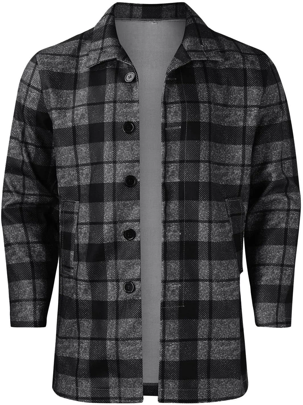 Mens Single Breasted Trench Coat Winter Wool Blend Pea Coat Oversized Warm Lapel Work Business Jacket Outerwear Coats