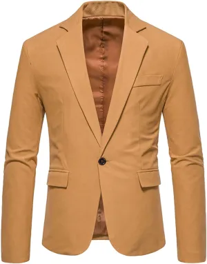 Mens Suede Sport Blazer Coat Business Casual Wedding Prom Suit Blazers Jacket Lapel One Button Tuxedo Suit Jackets