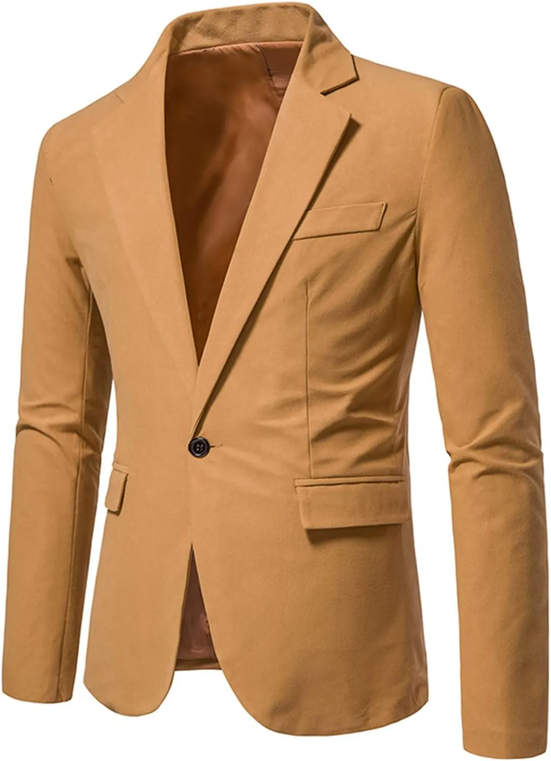 Mens Suede Sport Blazer Coat Business Casual Wedding Prom Suit Blazers Jacket Lapel One Button Tuxedo Suit Jackets