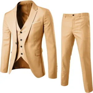 Mens Suits Classic Fit Mens 3 Piece Suit Single Breasted Jacket, Vest and Pant Sets for Wedding Prom Party Suit
