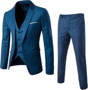 Mens Suits Classic Fit Mens 3 Piece Suit Single Breasted Jacket, Vest and Pant Sets for Wedding Prom Party Suit