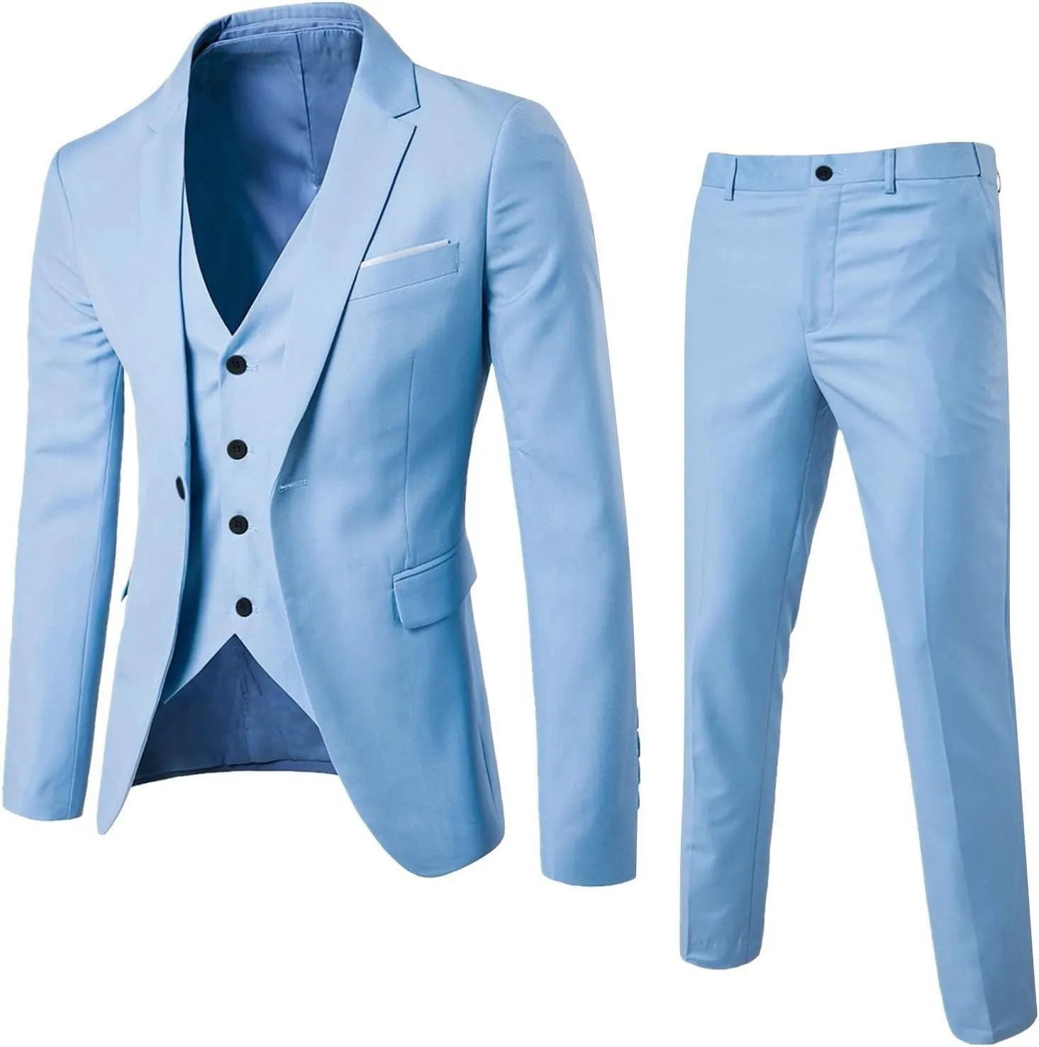 Mens Suits Classic Fit Mens 3 Piece Suit Single Breasted Jacket, Vest and Pant Sets for Wedding Prom Party Suit