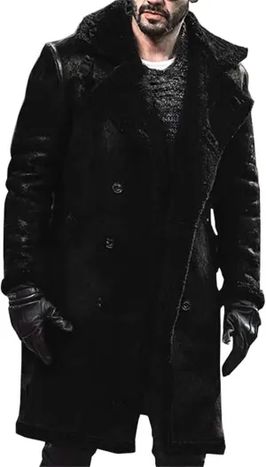 Mens Trench Coat Windbreaker Jacket Lamb Suede Coat Trench Lapel Long Jacket Soft Elegant Windbreaker Men's Trench