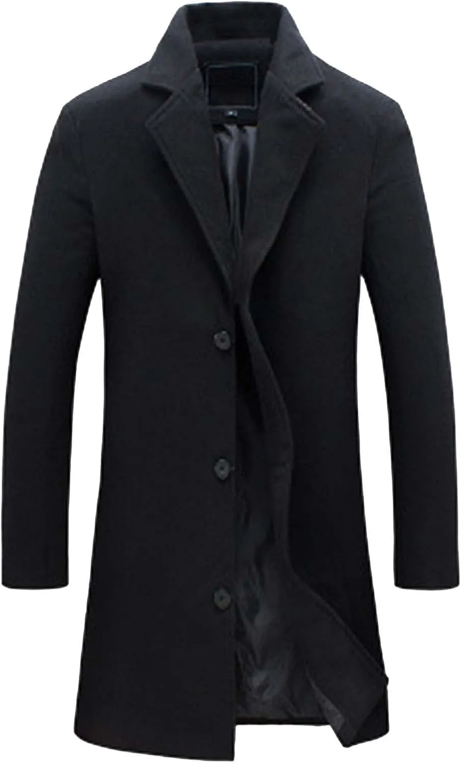 Mens Trench Coat Windbreaker Jackets Lapel Long Sleeve Padded Leather Jacket Vintage Long Pea Coat Winter Warm
