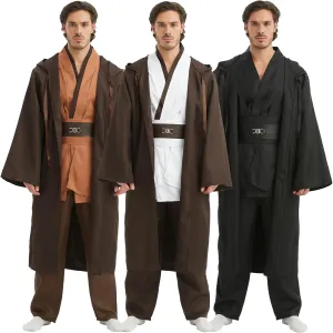 Men's Tunic Costumes Adult Tunic Hooded Robe Set Halloween Cosplay Costumes Knight Cloak With Pocket (Brown, XX-Large)