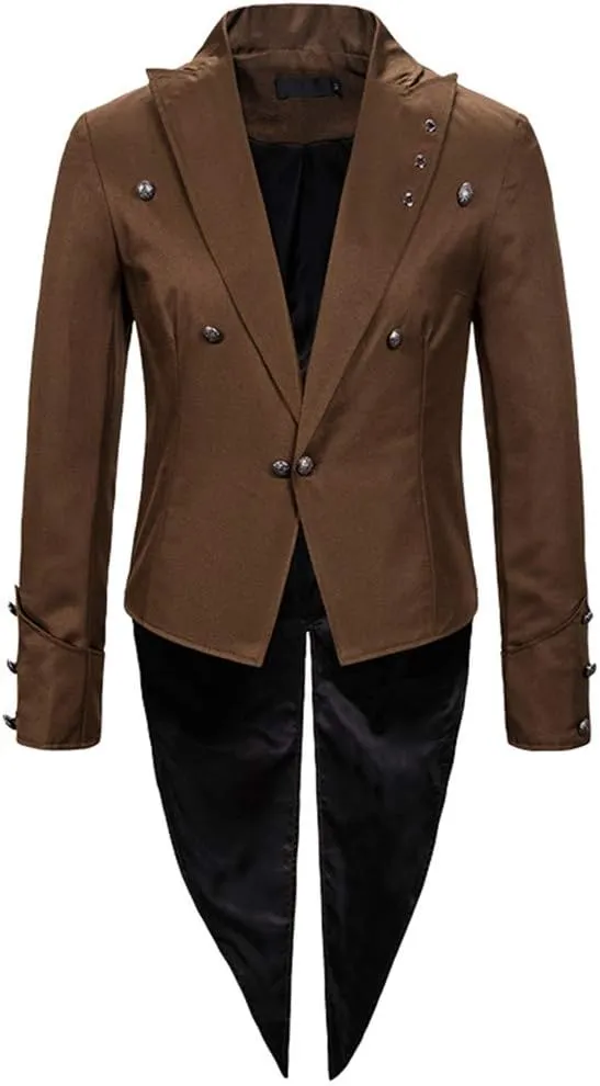 Mens Vintage Tuxedo Gothic Tailcoat Swallowtail Suit Jacket Party Show Tux Dress Coat Banquet Prom Blazer Jackets
