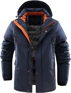 Men's Winter Coats Windproof Thicken Parkas Hooded Long Padded Cotton Coat Outdoor Mountain Ski Snow Warm Parka Jacket