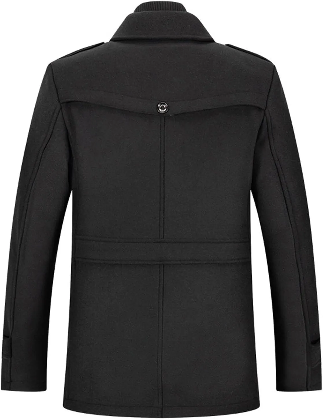 Men's Wool Blend Pea Coat Warm Winter Trench Coat Wool Jacket Windbreaker Collar Single Breasted Overcoat