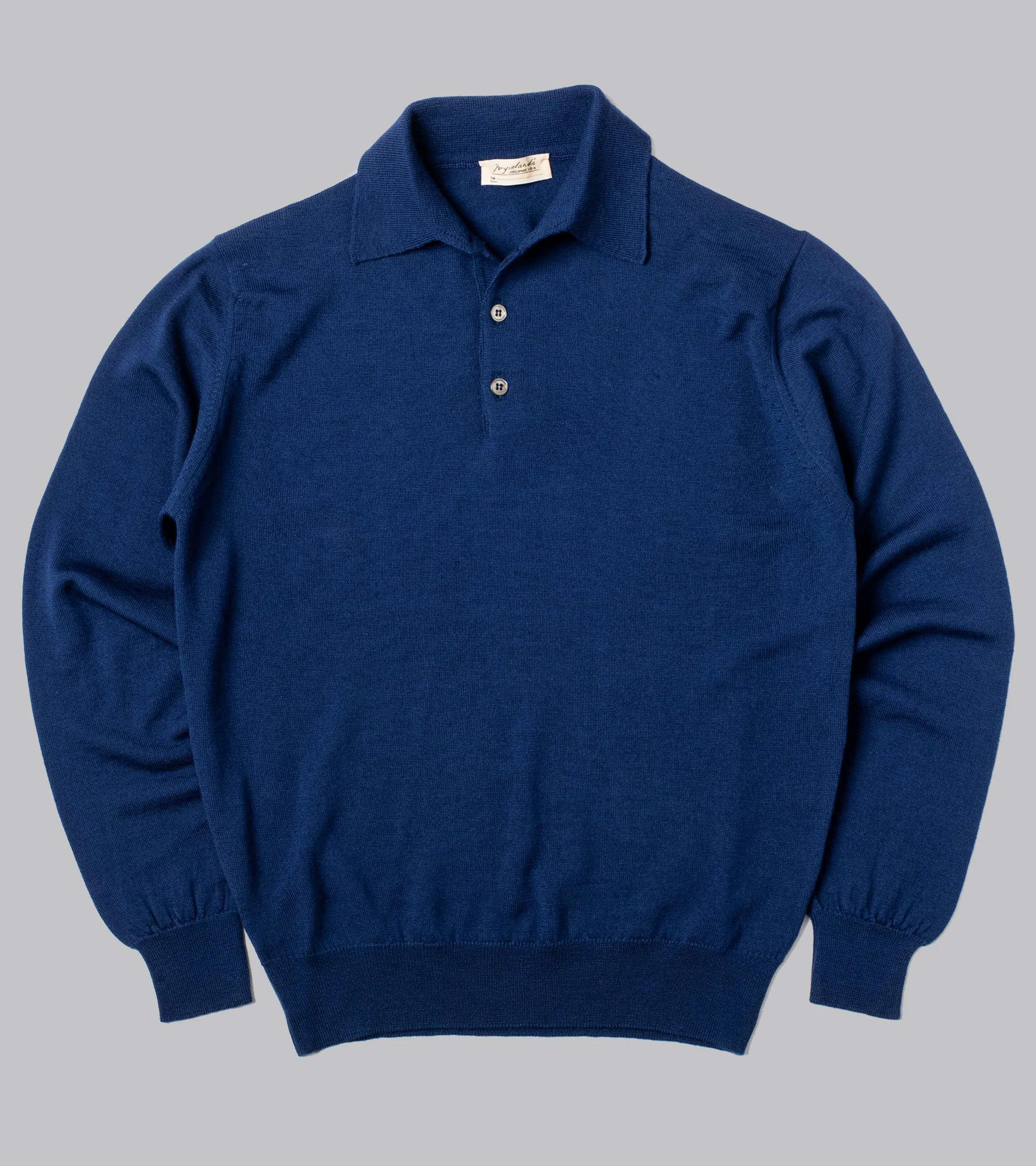 Merino Long-Sleeve Polo Blue
