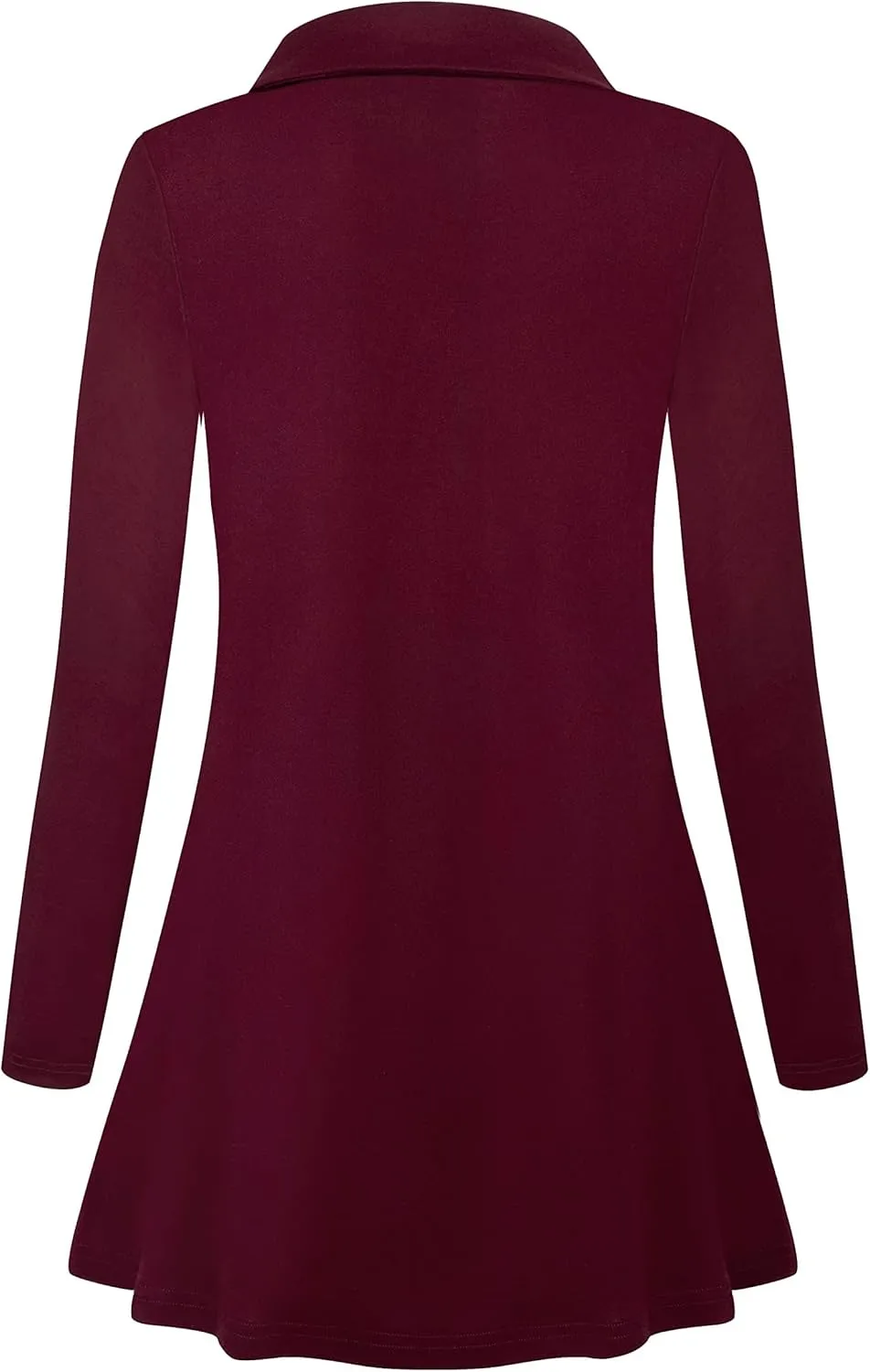 Miusey Womens Zip Up Tunic Sweatshirt Collar Neck Lightweight Long Jacket Cardigans