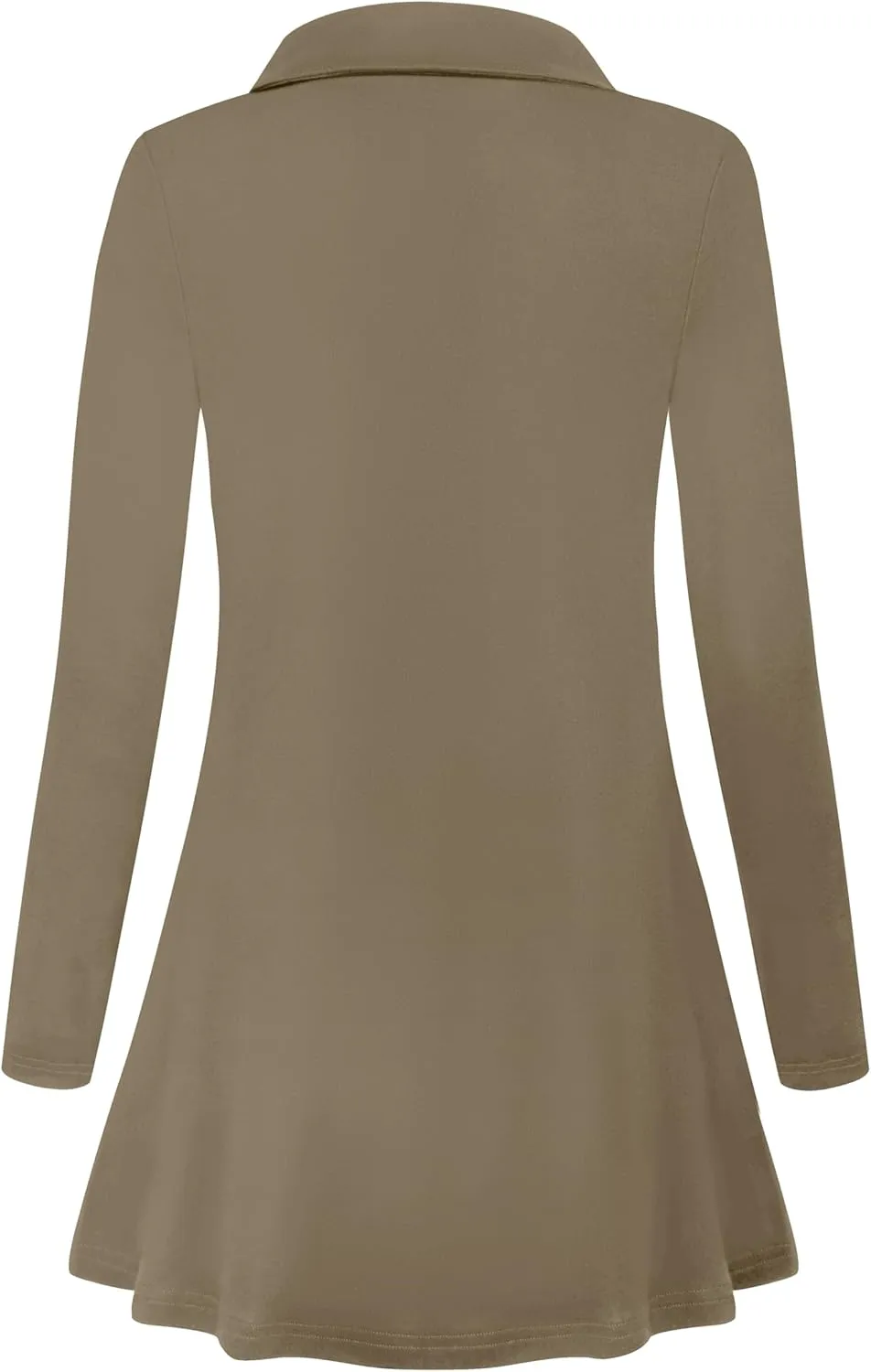 Miusey Womens Zip Up Tunic Sweatshirt Collar Neck Lightweight Long Jacket Cardigans
