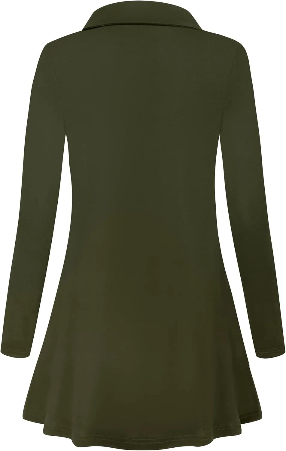 Miusey Womens Zip Up Tunic Sweatshirt Collar Neck Lightweight Long Jacket Cardigans