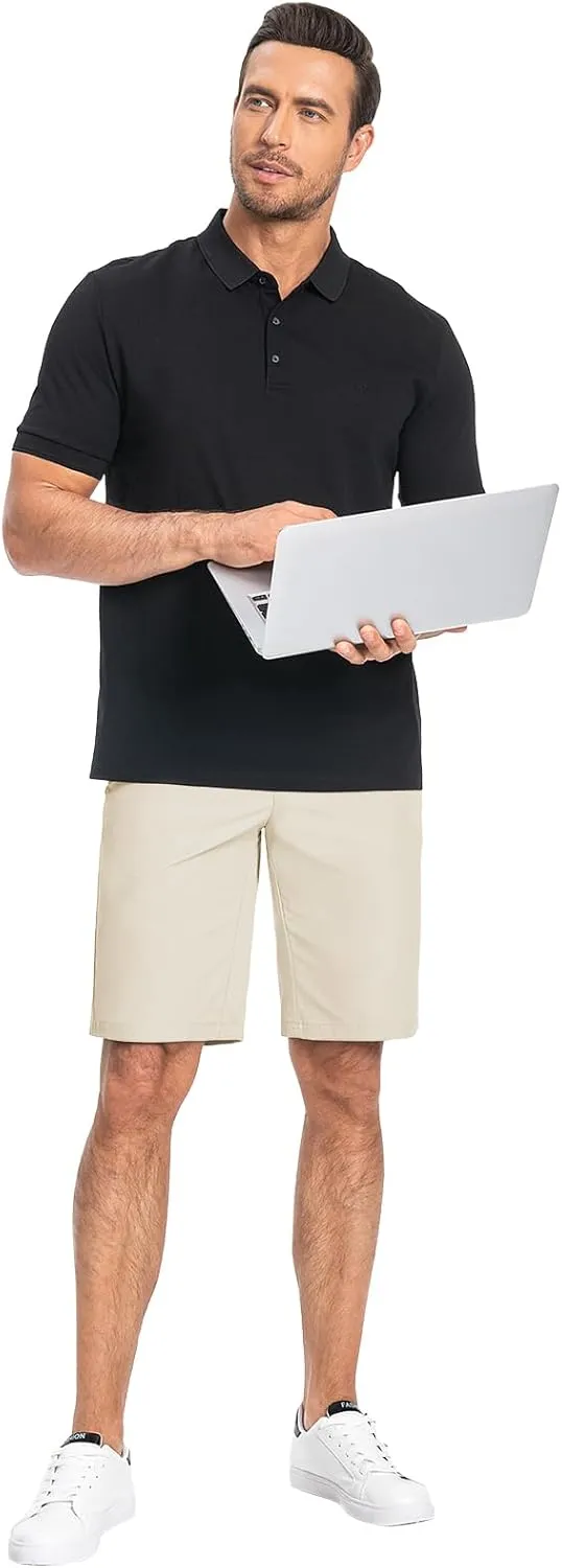 Moosehill Mens Golf Dress Casual Shorts 7" 10" Quick Dry Stretch Anti-Wrinkle Flat Front with 4 Pockets for Work Hybrid Chino