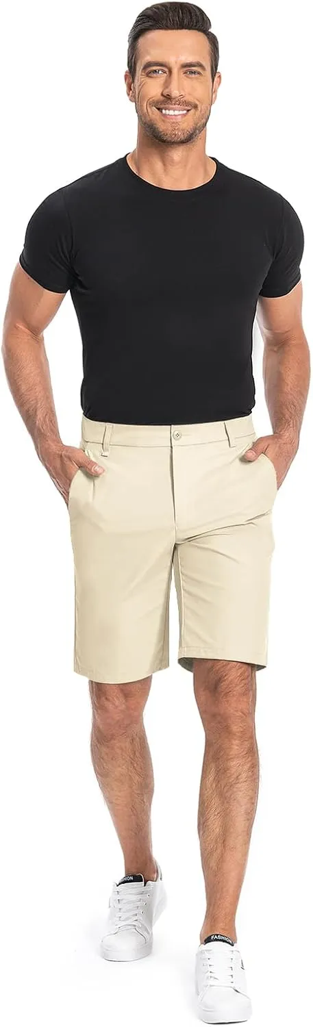 Moosehill Mens Golf Dress Casual Shorts 7" 10" Quick Dry Stretch Anti-Wrinkle Flat Front with 4 Pockets for Work Hybrid Chino