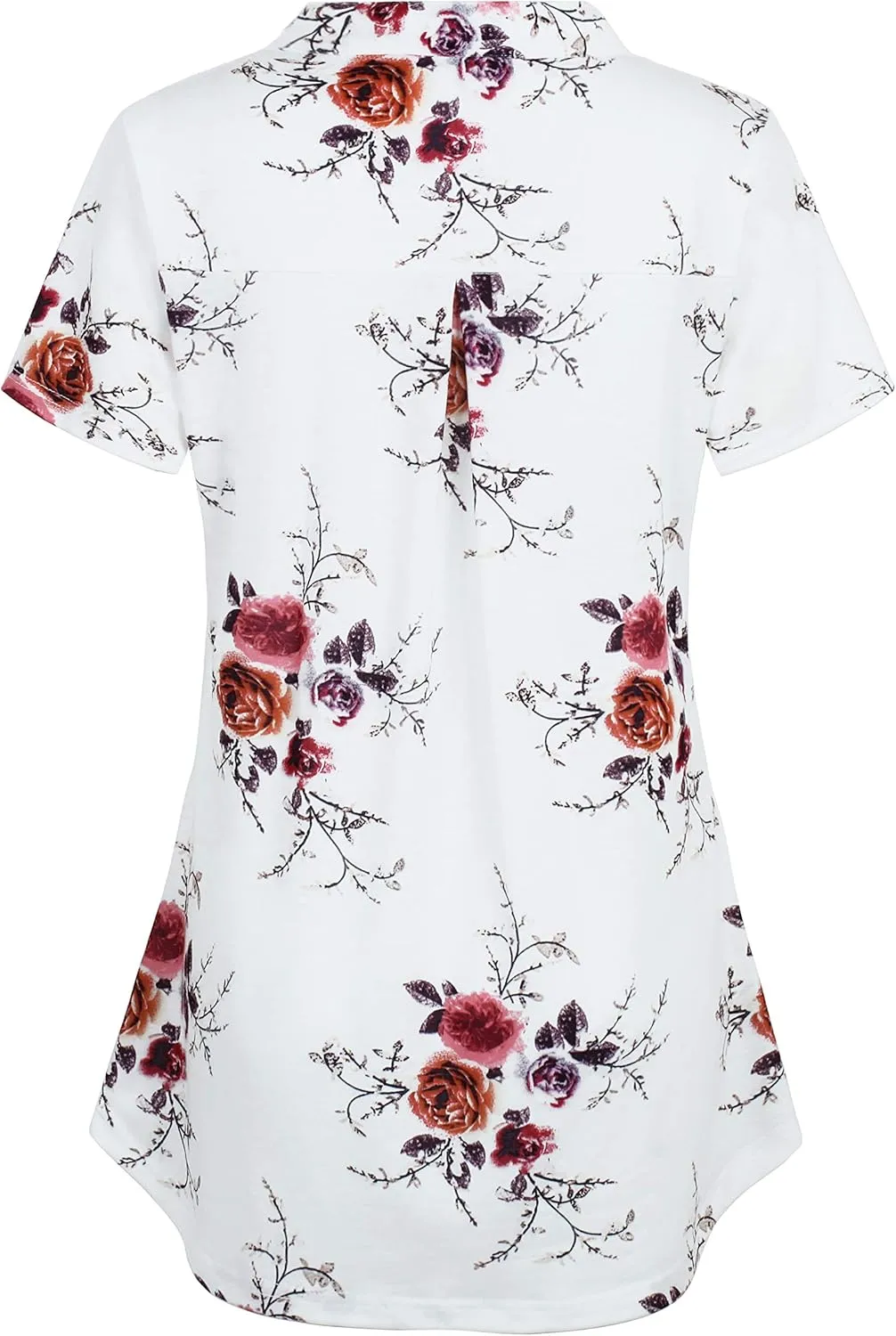 Ninedaily Women's Summer Tops Short Sleeve Casual Blouse Zip Floral Tunic Shirts