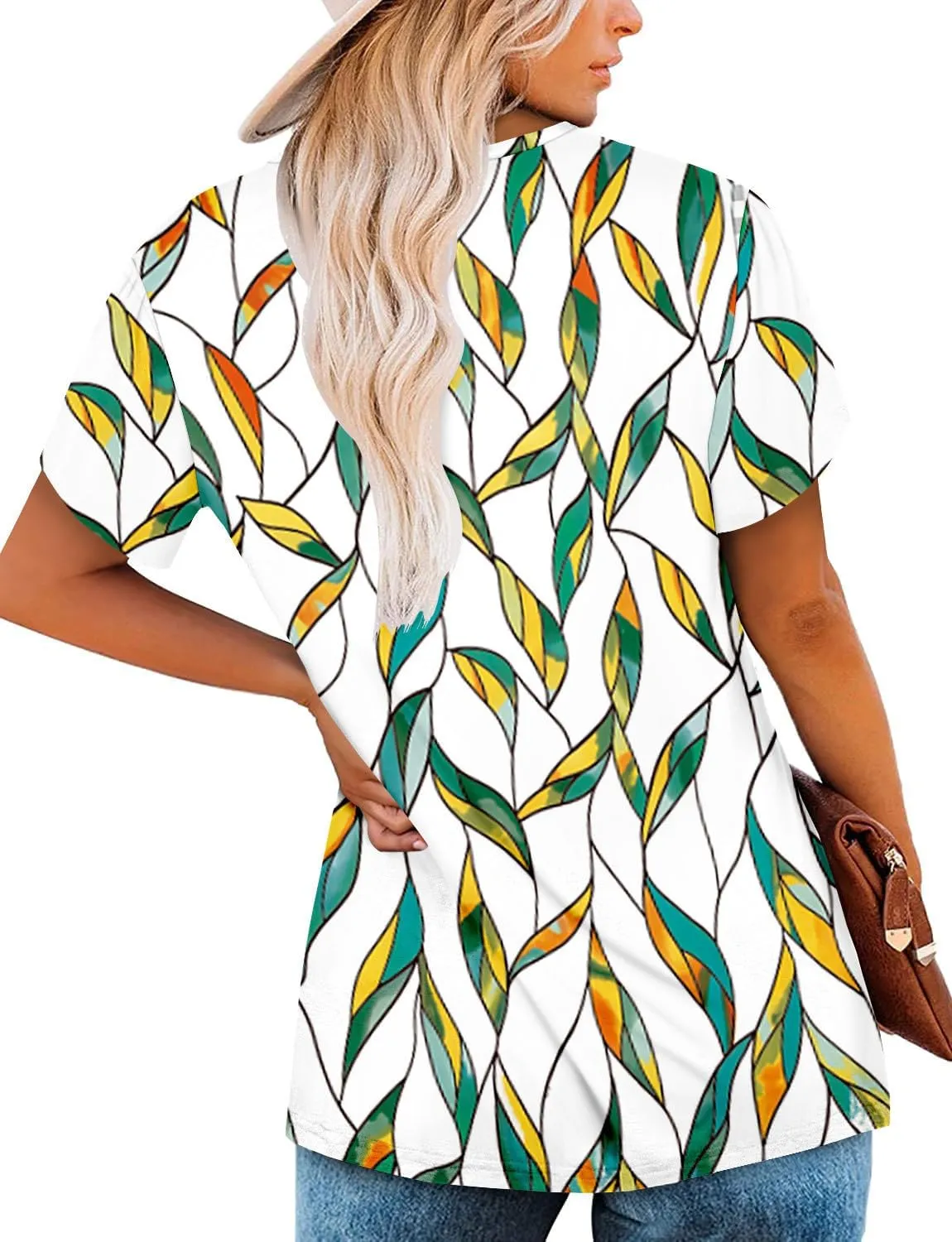 onlypuff Womens Tops Short Sleeve Shirts for Women V Neck Summer Tunic Tops Ladies Blouses Casual Loose Fit
