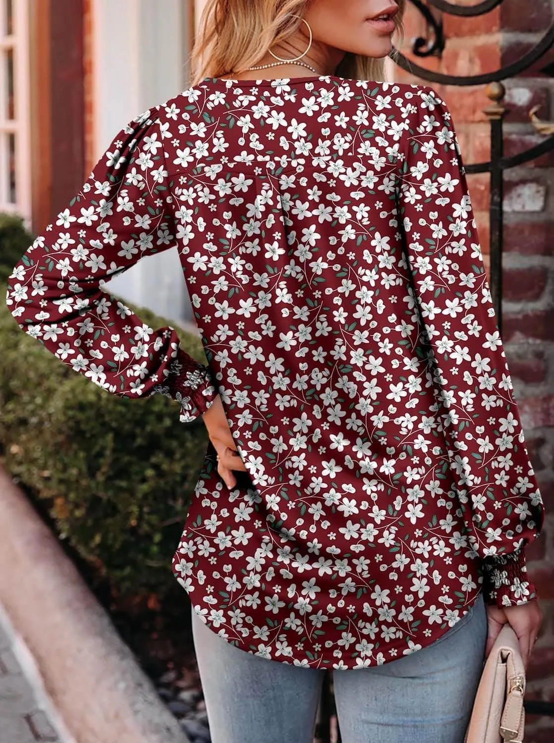 ONLYSHE Women's Long Sleeve Shirts Crewneck Tops TShirts Ladies Casual Flowy Tunic Tops Ruffle Fall Blouse