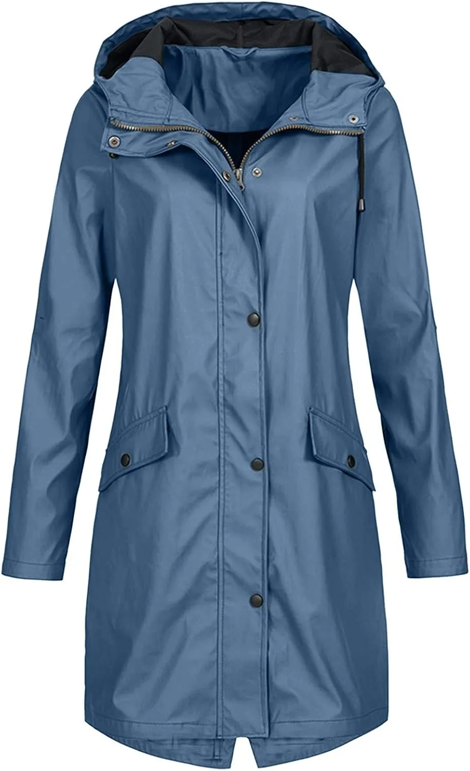 Open Front Belted Long Jacket Hooded Solid Women Coat Rain Raincoat Women'S Coat Trench Coats for Women Peacoat