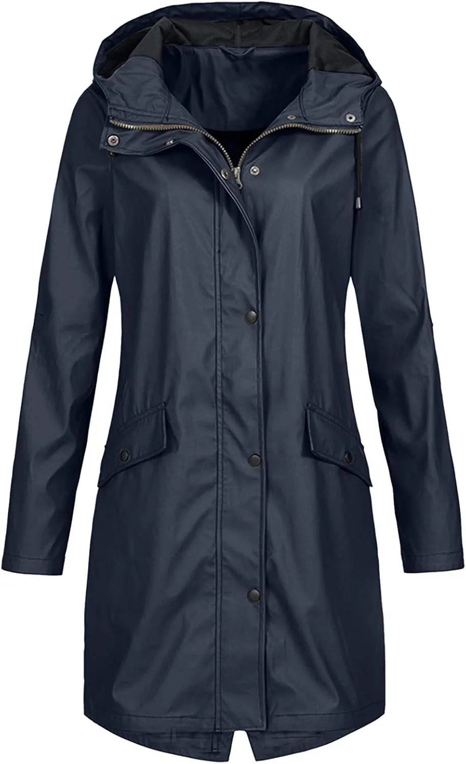 Open Front Belted Long Jacket Hooded Solid Women Coat Rain Raincoat Women'S Coat Trench Coats for Women Peacoat